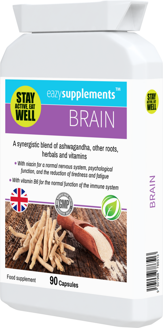 BRAIN - an adaptogenic adrenal support supplement containing precise dosages of key ingredients to assist the body's natural response to stress.